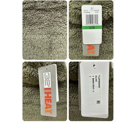 32 Degrees Heat Mock Turtle Neck Sherpa Sweater in Olive Size Large New w/ Tag - Picture 3 of 5